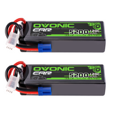 Lot de 2 batteries Lipo OVONIC 3S 5 200 mAh 120 C 11,1 V RC avec prise EC5 pour véhicules RC 1/10 1/8, voitures, camions RC